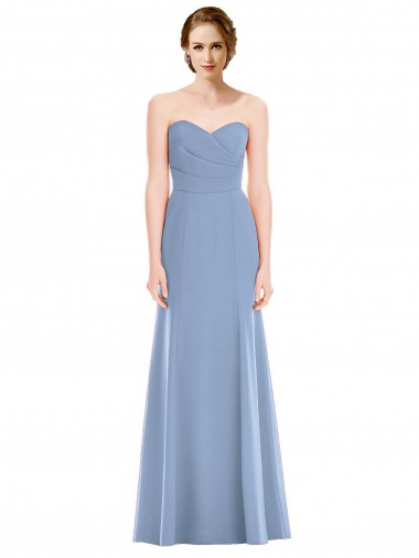 Sleeveless Dusty Blue Sweetheart Soft Chiffon Mermaid Bridesmaid Dress Brighton