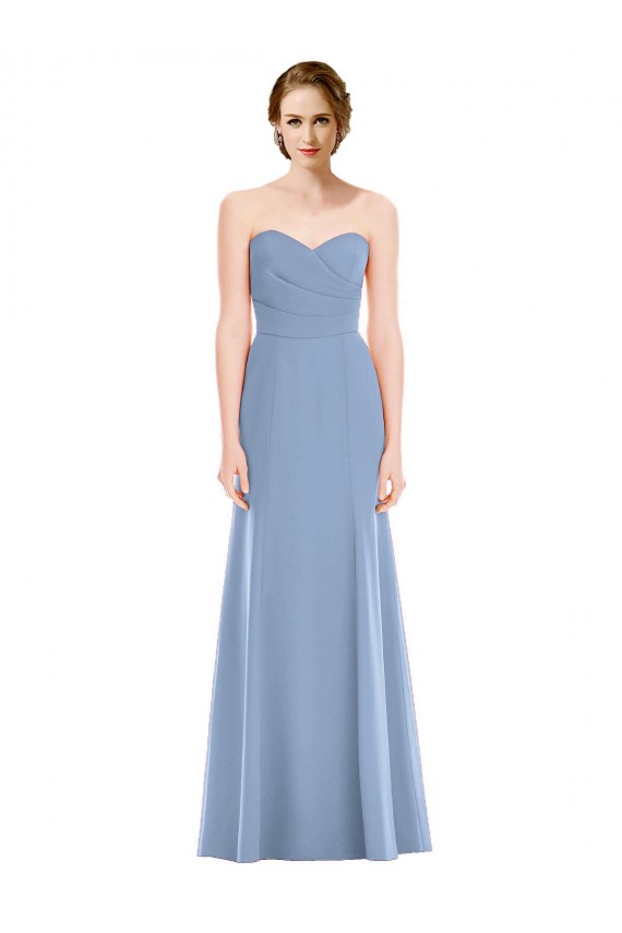 Sleeveless Dusty Blue Sweetheart Soft Chiffon Mermaid Bridesmaid Dress Brighton