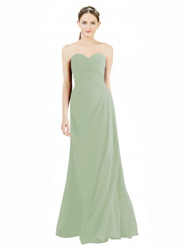 Sleeveless Smoke Green Sweetheart Soft Chiffon A-Line Bridesmaid Dress Brighton