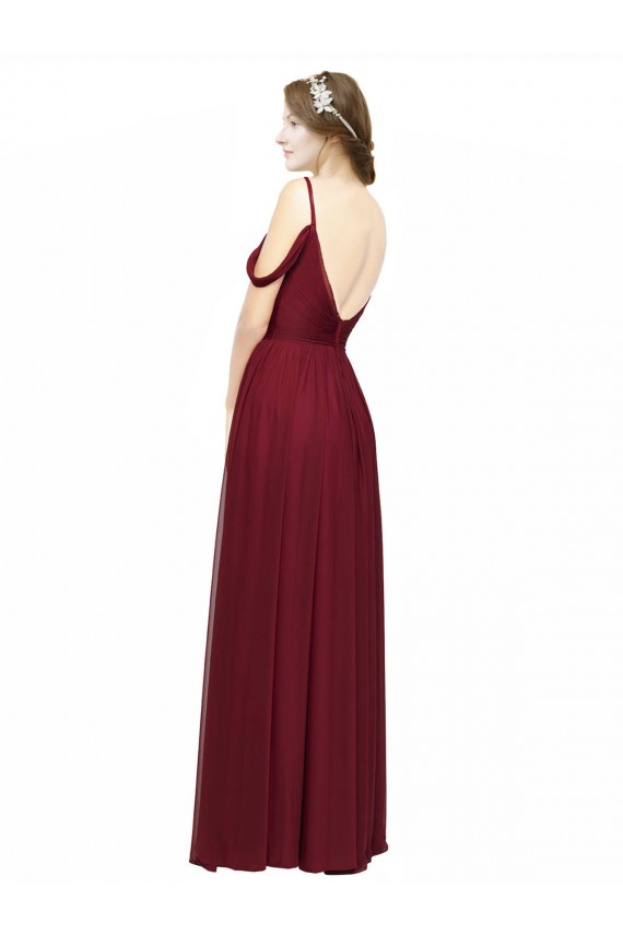 Sleeveless Off the Shoulder Low Back Chiffon A-Line Bridesmaid Dress / Evening Dress Brighton