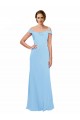 Sleeveless Periwinkle Off the Shoulder Soft Chiffon A-Line Bridesmaid Dress Brighton