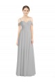 Sleeveless Silver Off the Shoulder Low Back Lxue Chiffon A-Line Bridesmaid Dress Brighton