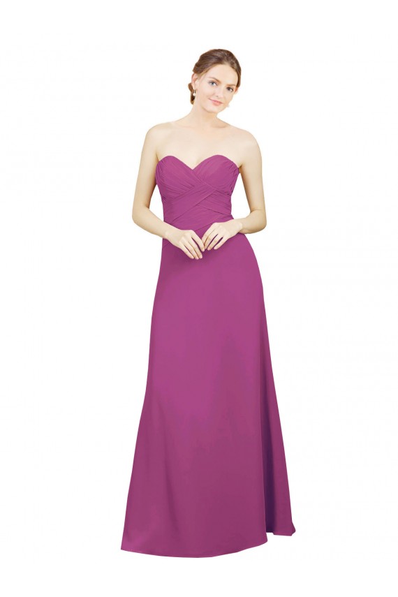 Sleeveless Wild Berry Sweetheart Open Back Soft Chiffon A-Line Bridesmaid Dress Brighton