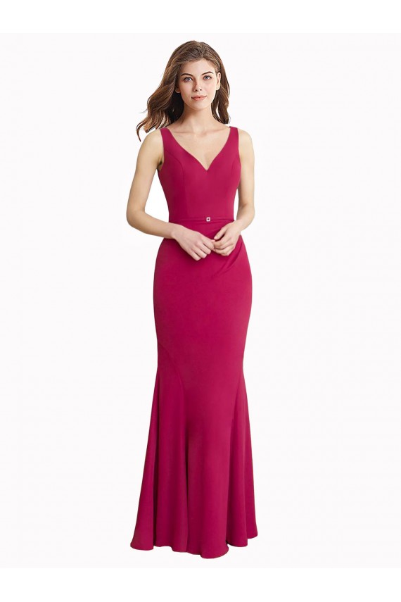 Sleeveless V-Neck V-Back Soft Chiffon Mermaid Prom Dress / Bridesmaid Dress Brighton