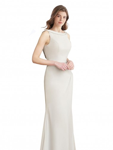 Sleeveless Boat Neck V-Back Soft Chiffon & Satin Mermaid Bridesmaid Dress Brighton