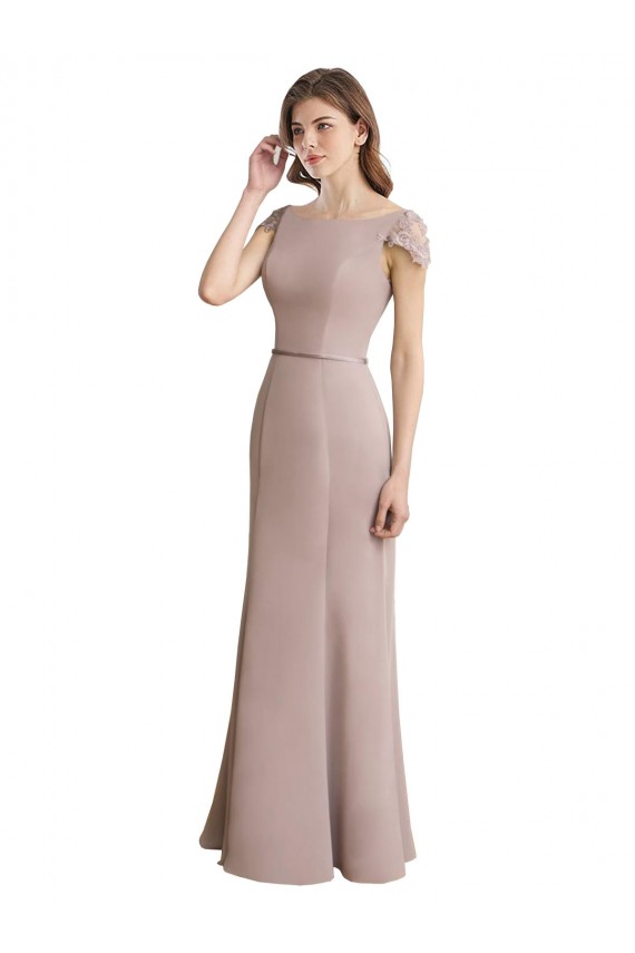 Cap Sleeves Scoop Neck Soft Chiffon & Lace Mermaid Formal Dress / Bridesmaid Dress Brighton