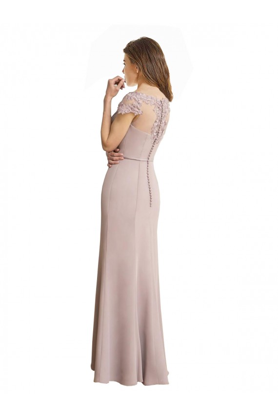 Cap Sleeves Scoop Neck Soft Chiffon & Lace Mermaid Formal Dress / Bridesmaid Dress Brighton