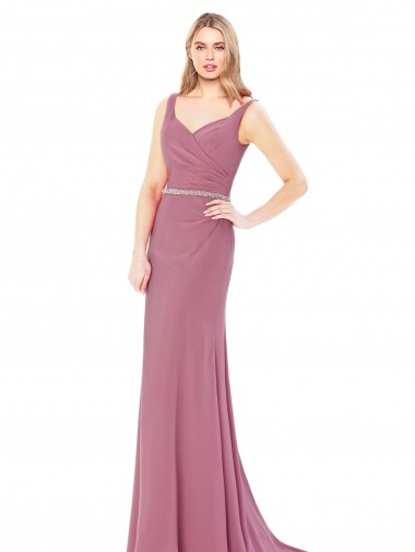 Sleeveless Sweetheart Low Back Soft Chiffon Sheath Prom Dress / Bridesmaid Dress Brighton