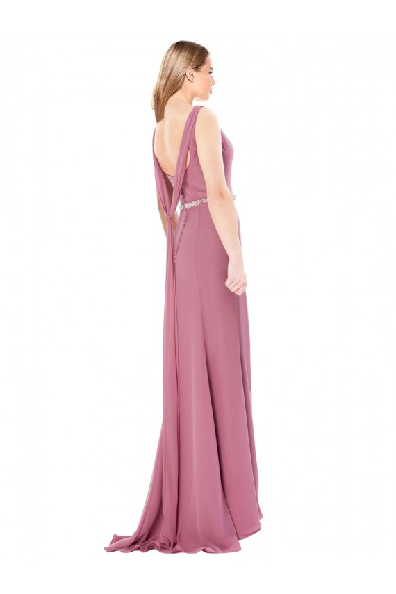 Sleeveless Sweetheart Low Back Soft Chiffon Sheath Prom Dress / Bridesmaid Dress Brighton