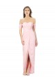 Sleeveless Pink Off the Shoulder Soft Chiffon A-Line High Low Bridesmaid Dress Brighton