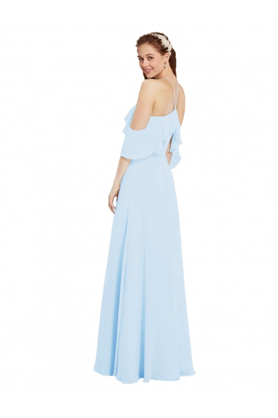 Cold Shoulder Halter Neck Soft Chiffon A-Line Formal Dress / Bridesmaid Dress Brighton