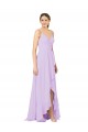 Sleeveless V-Neck Open Back Soft Chiffon Sheath High Low Bridesmaid Dress Brighton