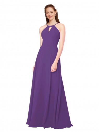 Sleeveless High Neck Soft Chiffon Sheath Bridesmaid Dress Brighton