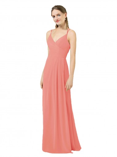 Sleeveless Desert Rose V-Neck Keyhole Back Soft Chiffon Sheath Bridesmaid Dress Brighton
