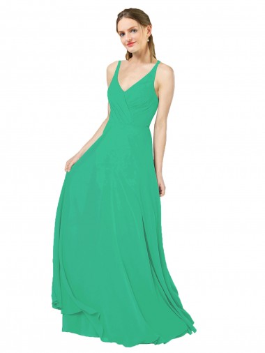 Sleeveless V-Neck Criss Cross Back Soft Chiffon Sheath Bridesmaid Dress Brighton