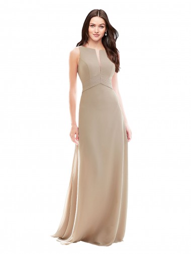 Sleeveless High Neck Soft Chiffon A-Line Bridesmaid Dress Brighton