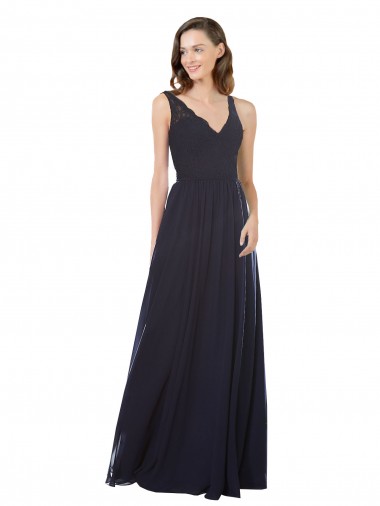 Sleeveless V-Neck Keyhole Back Soft Chiffon & Lace A-Line Bridesmaid Dress Brighton
