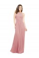 Sleeveless Bliss Pink Halter Neck Keyhole Back Soft Chiffon A-Line Bridesmaid Dress Brighton