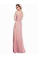 Sleeveless Bliss Pink Halter Neck Keyhole Back Soft Chiffon A-Line Bridesmaid Dress Brighton
