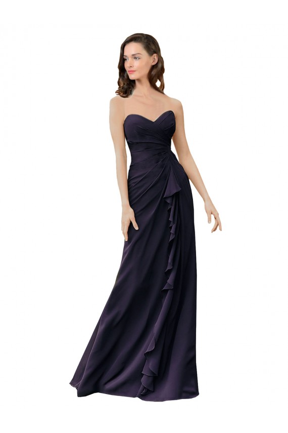Sleeveless Dark Navy Sweetheart Soft Chiffon Sheath Bridesmaid Dress Brighton