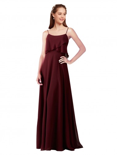 Sleeveless Spaghetti Straps Chiffon A-Line Bridesmaid Gowns Brighton