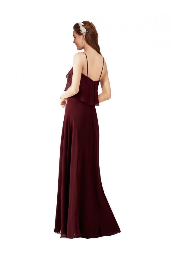 Sleeveless Spaghetti Straps Chiffon A-Line Bridesmaid Gowns Brighton