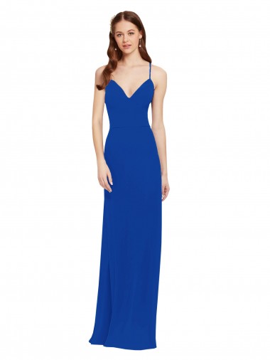 Sleeveless Spaghetti Straps Keyhole Back Soft Chiffon A-Line Bridesmaid Dress / Formal Dress Brighton