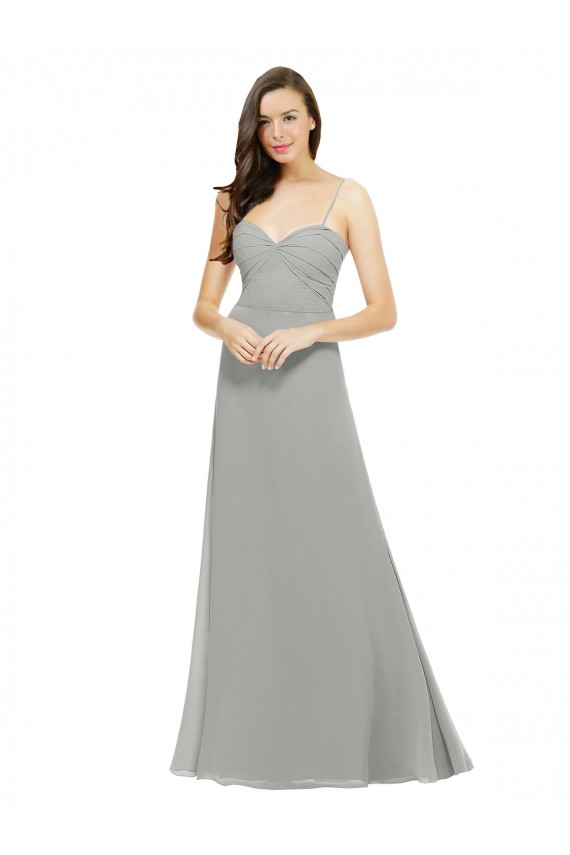Sleeveless Silver Spaghetti Straps Chiffon A-Line Bridesmaid Dress Brighton