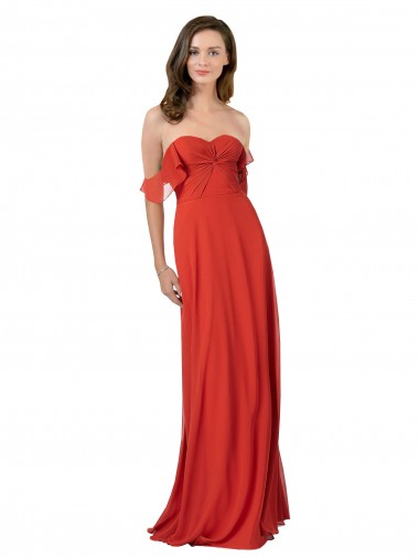 Sleeveless Red Sweetheart V-Back Soft Chiffon A-Line Bridesmaid Dress Brighton