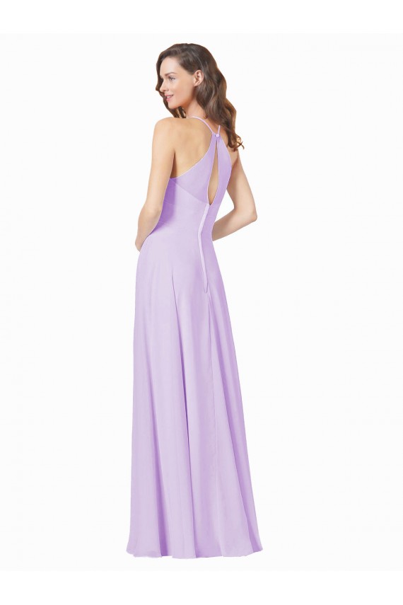 Sleeveless Lilac Spaghetti Straps Soft Chiffon A-Line Bridesmaid Gown Brighton