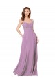 Sleeveless Dark Lavender Spaghetti Straps Soft Chiffon & Lace A-Line Bridesmaid Dress Brighton