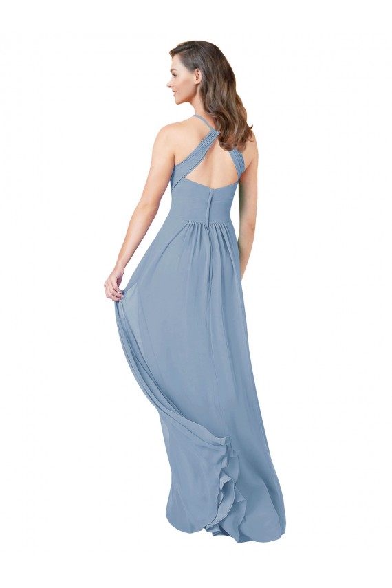 Sleeveless Halter Keyhole Back Chiffon A-Line Bridesmaid Gowns Brighton