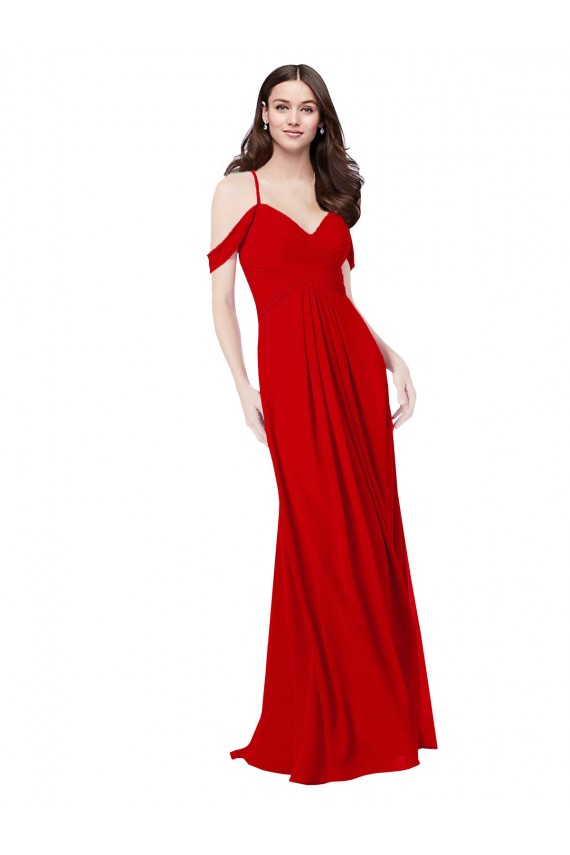 Sleeveless Dark Red V-Neck Criss Cross Back Soft Chiffon A-Line Bridesmaid Dress Brighton