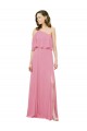 Sleeveless Skin Pink One Shoulder Soft Chiffon A-Line Bridal Party Dress Brighton