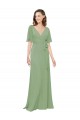 Short Flutter Sleeves V-Neck Soft Chiffon A-Line Bridesmaid Dress Brighton