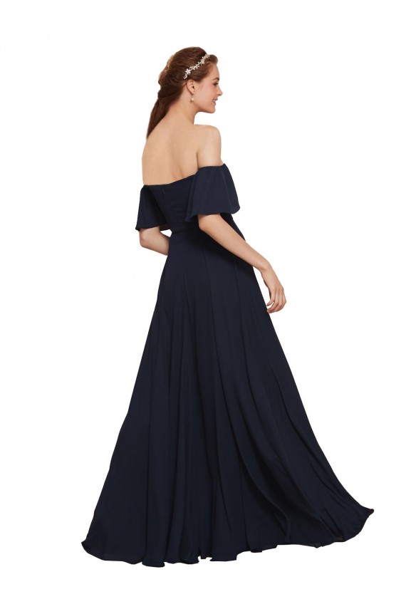 Sleeveless Off the Shoulder Soft Chiffon A-Line Prom Dress / Bridesmaid Dress Brighton