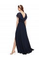 Cap Sleeves V-Neck V-Back Chiffon A-Line Evening Gowns / Bridesmaid Dresses Brighton