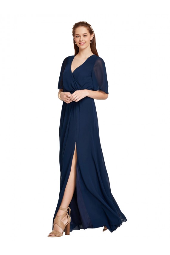 Flutter Sleeves V-Neck Soft Chiffon A-Line Bridesmaid Dress / Formal Dress Brighton