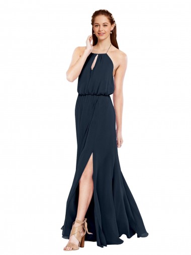 Sleeveless Halter Neck Criss Cross Open Back Chiffon A-Line Bridesmaid Dress / Evening Dress Brighton