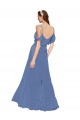 Sleeveless Windsor Blue Off the Shoulder Soft Chiffon A-Line Bridesmaid Dress Brighton