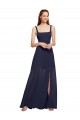 Sleeveless Dark Navy Spaghetti Straps Chiffon A-Line Bridesmaid Dress / Evening Dress Brighton