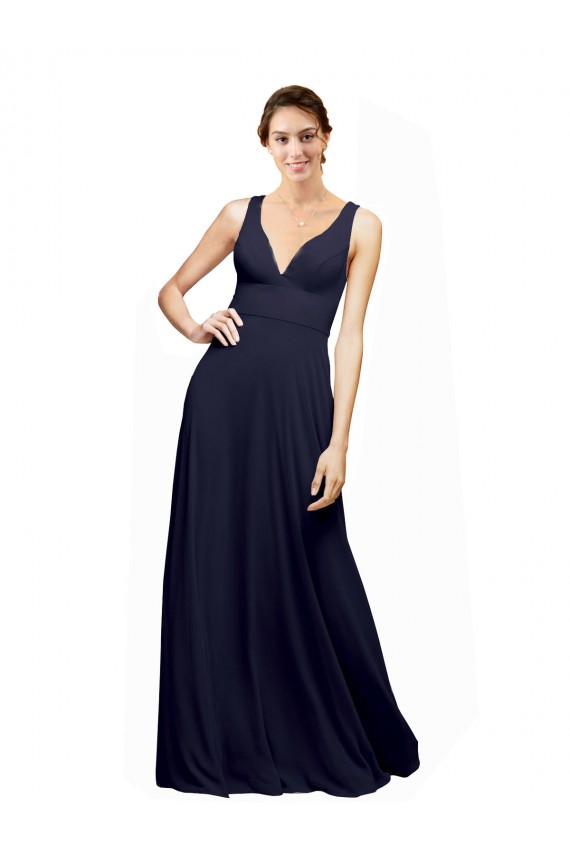 Sleeveless V-Neck Open Back Chiffon A-Line Wedding Guest Dress Brighton