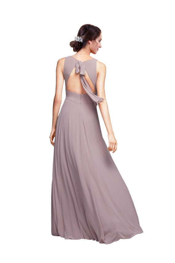 Sleeveless V-Neck Open Back Chiffon A-Line Wedding Guest Dress Brighton