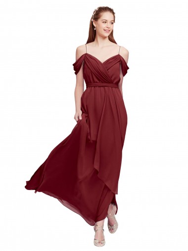 Sleeveless Off the Shoulder Soft Chiffon Sheath Formal Dress / Bridesmaid Dress Brighton