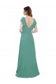 Cap Sleeves V-Neck V-Back Soft Chiffon A-Line Formal Dress / Bridesmaid Dress Brighton