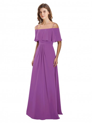 Flutter Sleeves Off the Shoulder Soft Chiffon A-Line Bridesmaid Dress Brighton