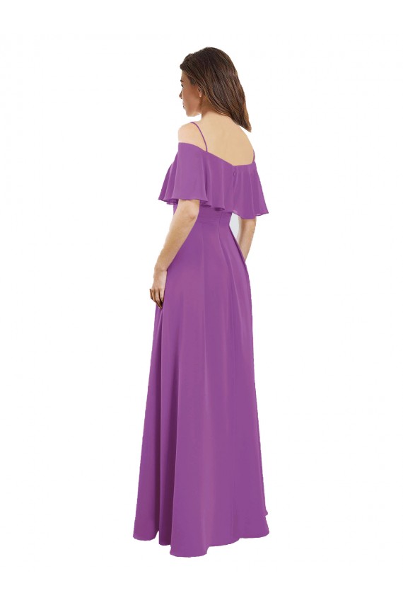 Flutter Sleeves Off the Shoulder Soft Chiffon A-Line Bridesmaid Dress Brighton