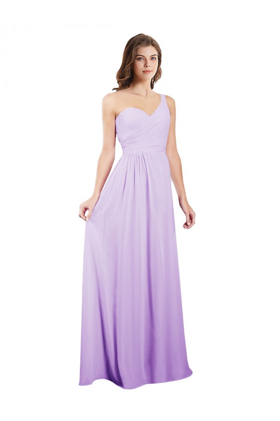 Sleeveless Lilac One Shoulder Chiffon A-Line Bridesmaid Dress / Evening Dress Brighton