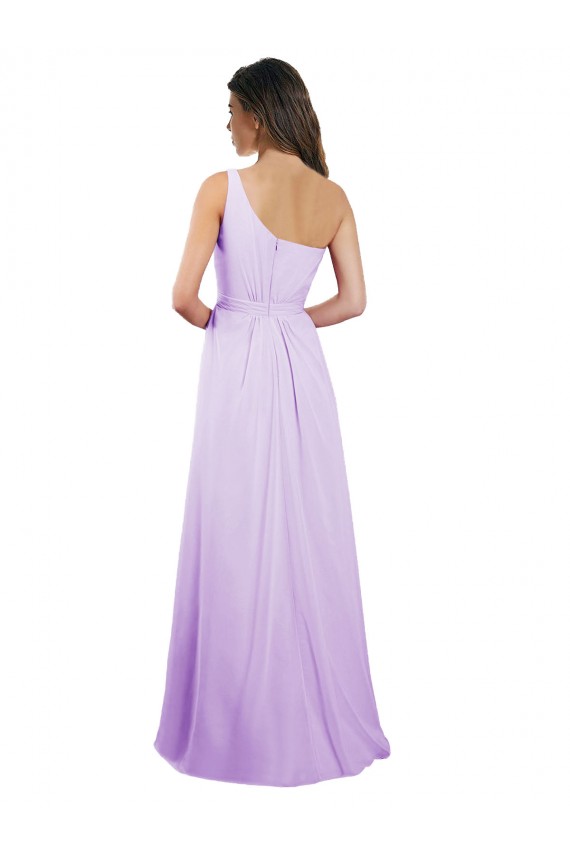 Sleeveless Lilac One Shoulder Chiffon A-Line Bridesmaid Dress / Evening Dress Brighton