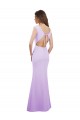 Cap Sleeves Round Neck Open Back Soft Chiffon Column Bridesmaid Dress Brighton